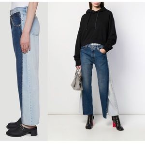 Maison margiela double waist bicolor jeans
